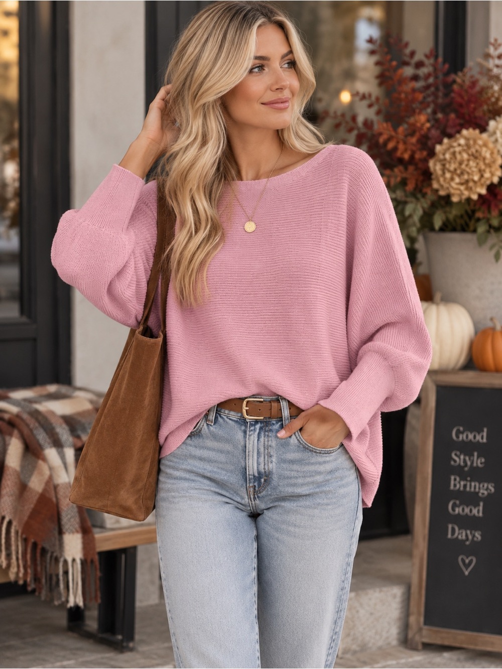 Tommy Bahama Pink Knit Sweater Medium Cotton Blend Batwing Cozy Fall